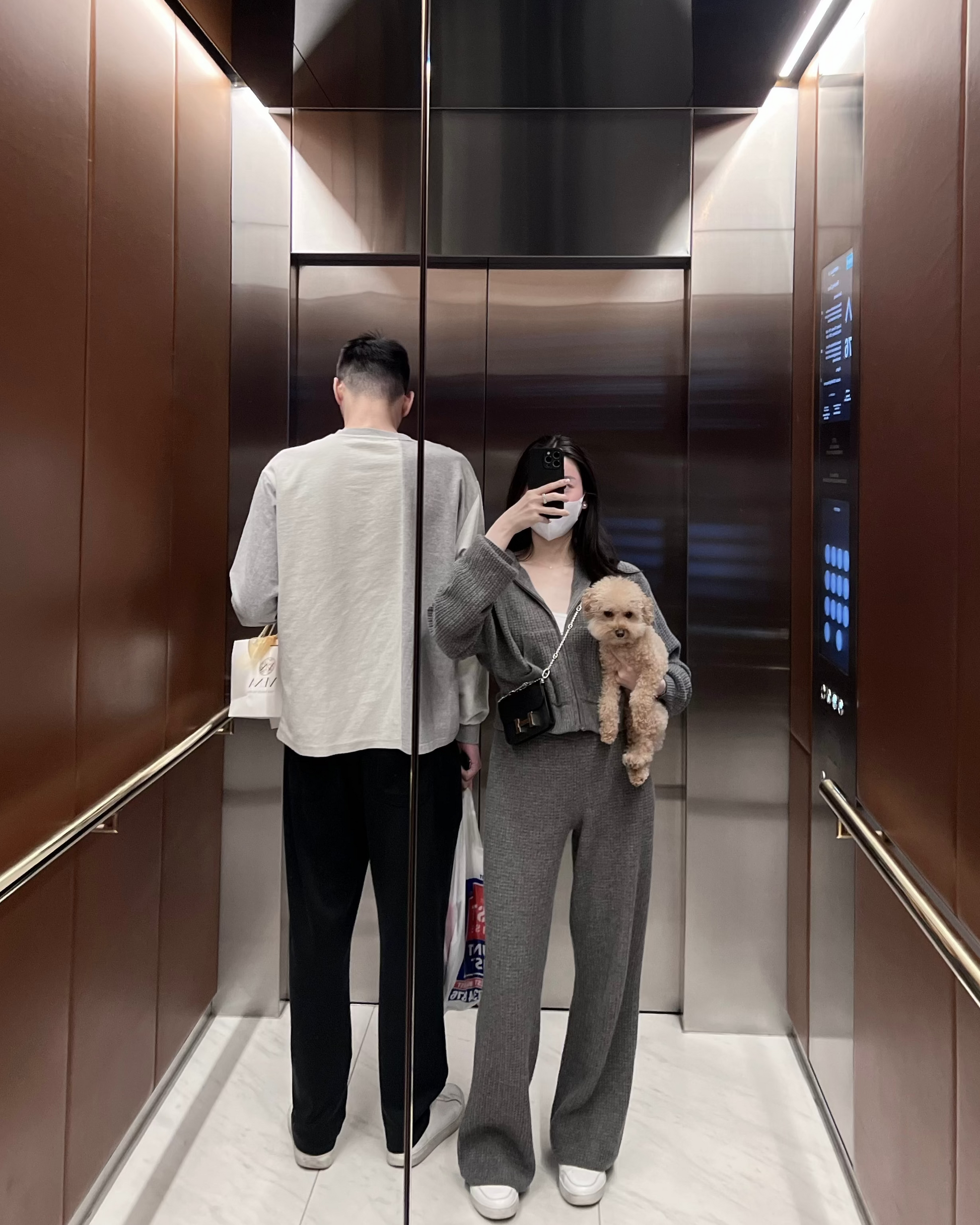 純山羊絨鬆餅格拉鍊外套