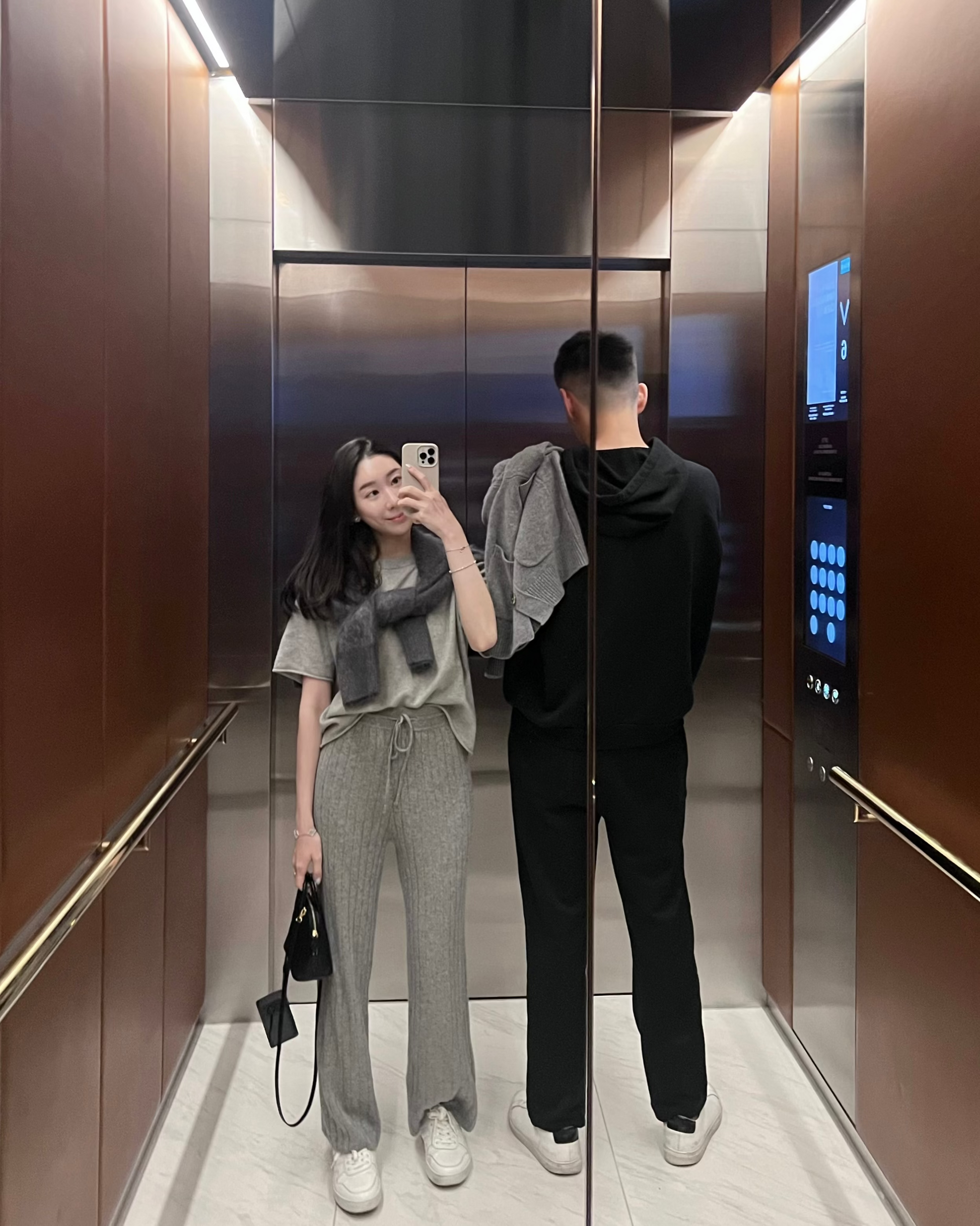  純山羊絨高腰坑長褲 (灰色)