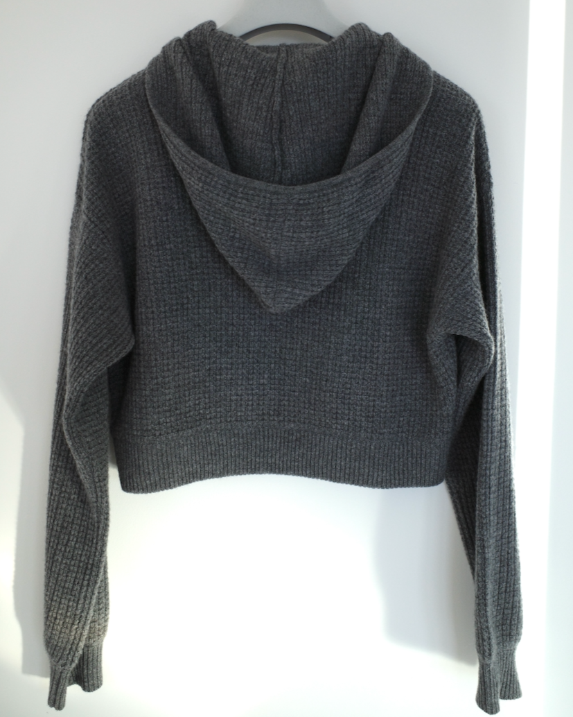 純山羊絨鬆餅格拉鍊外套