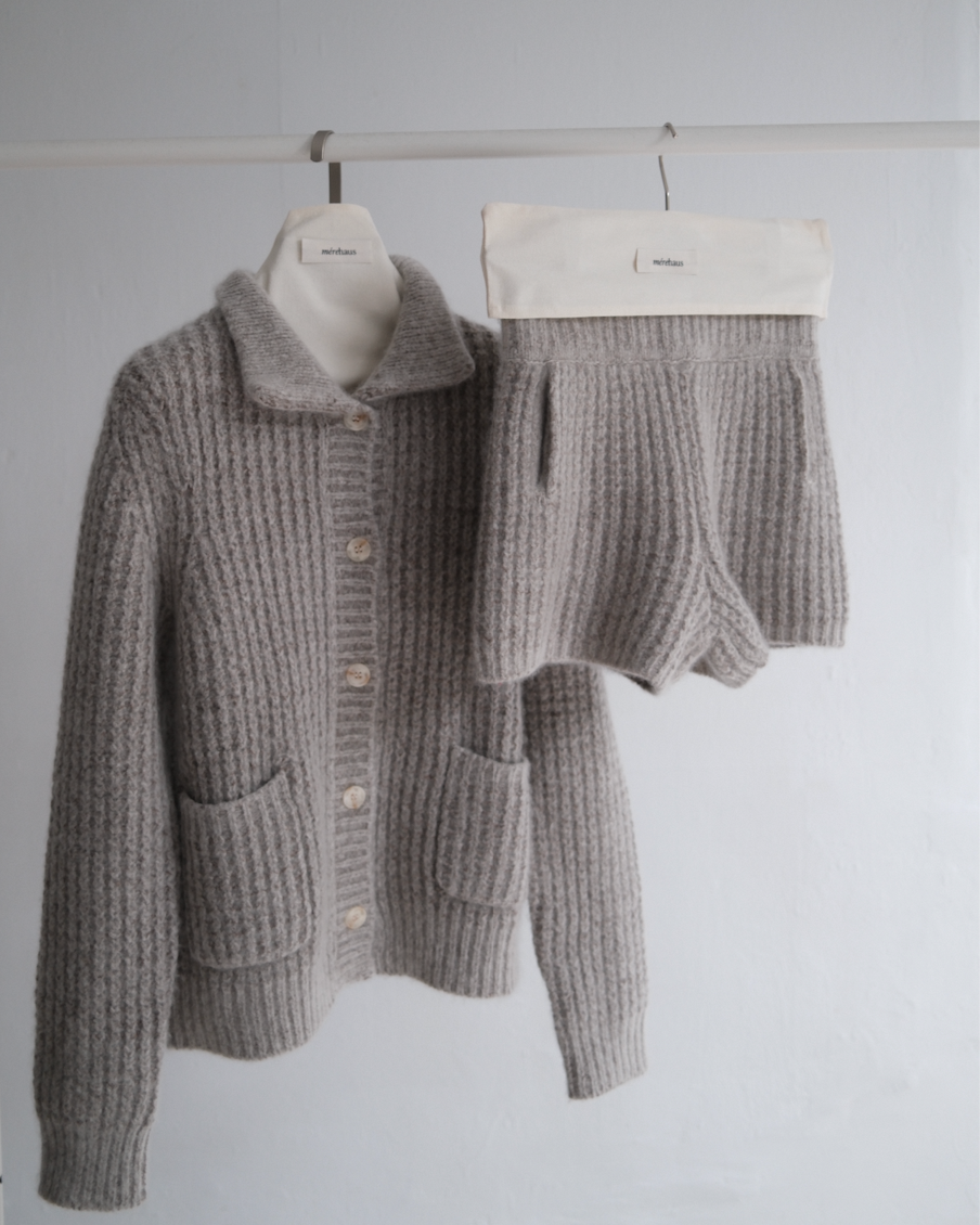 Cashmere Cardigan Shorts Set